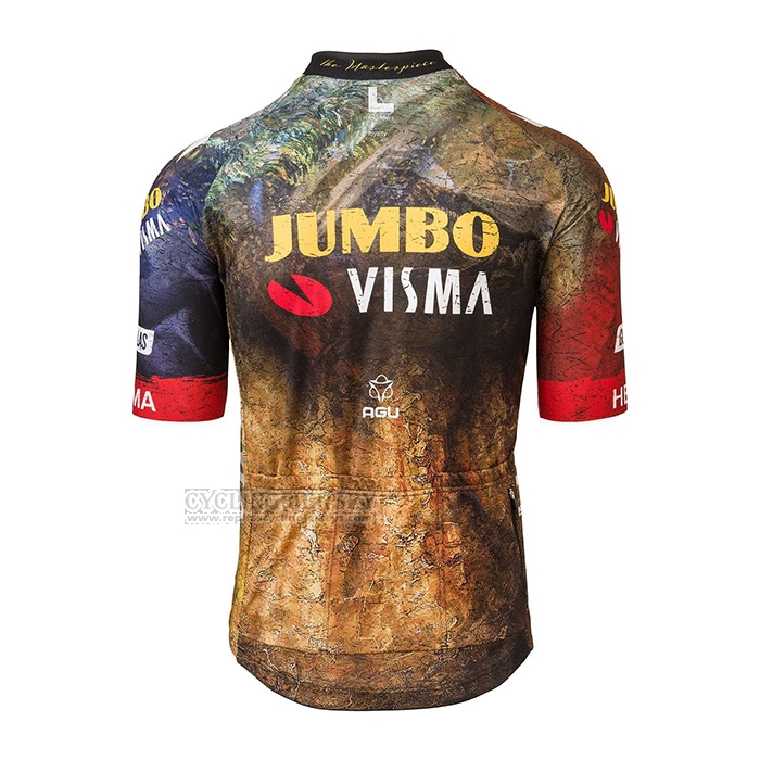 2022 Cycling Jersey Jumbo Visma Black Orange Short Sleeve and Bib Short
